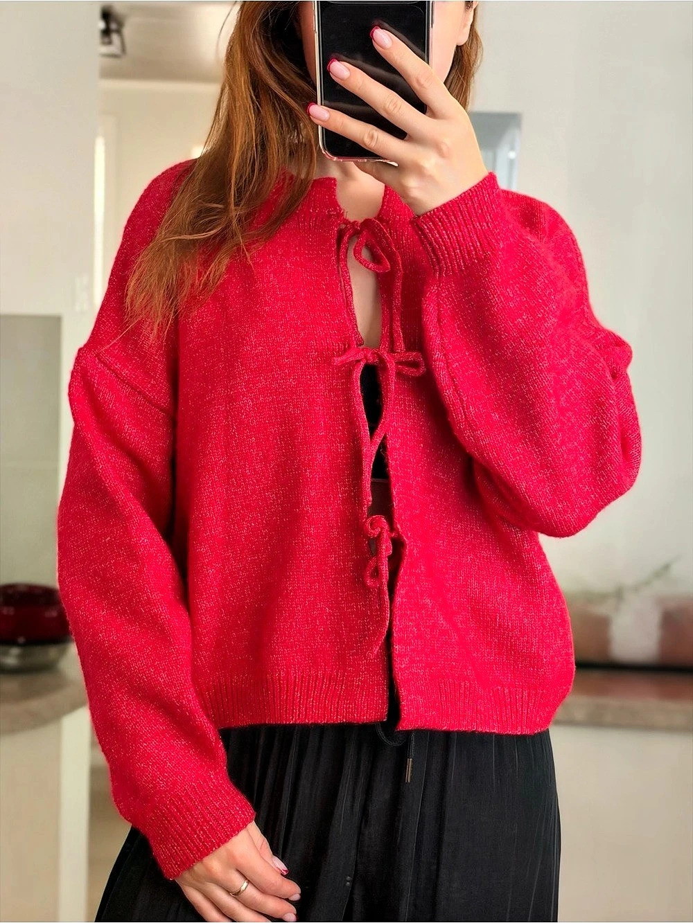 Sincerely Jules Tie-Front Cropped Cardigan in Pink Size XS Like New